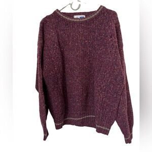 Vintage Wool-Blend Purple Grandpa Sweater Colorful Flecks XL Tall